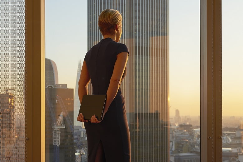 Businesswoman looking to the future