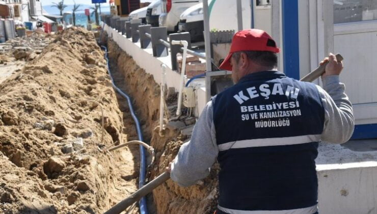 Keşan Belediyesi Erikli Sahili’ndeki içme suyu abone bağlantılarına başladı