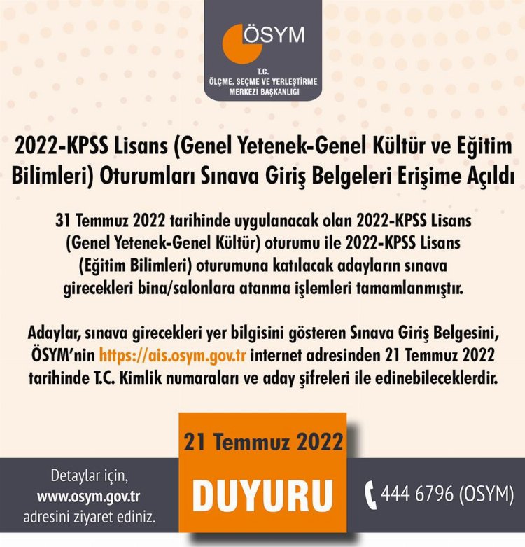 2022-KPSS Lisans Sınav Giriş Belgeleri erişime açıldı 1