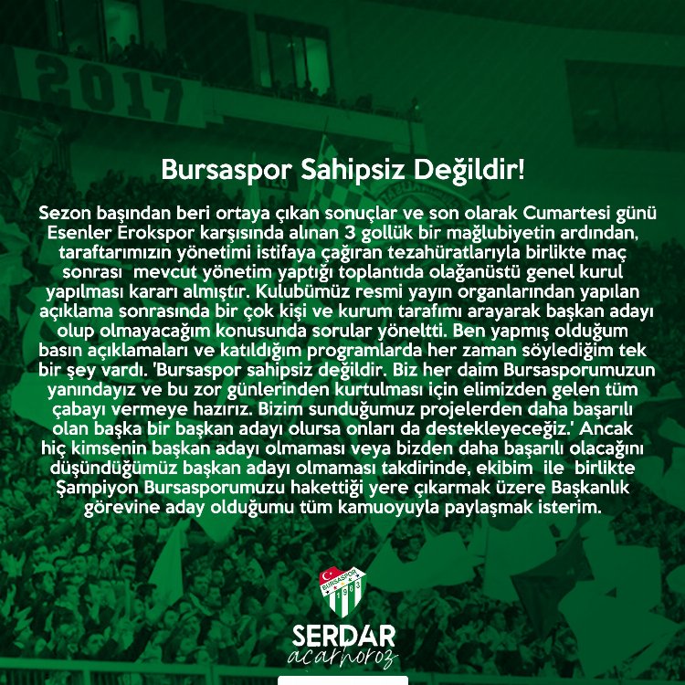İş insanı Serdar Acarhoroz, Bursaspor'a talip oldu 1