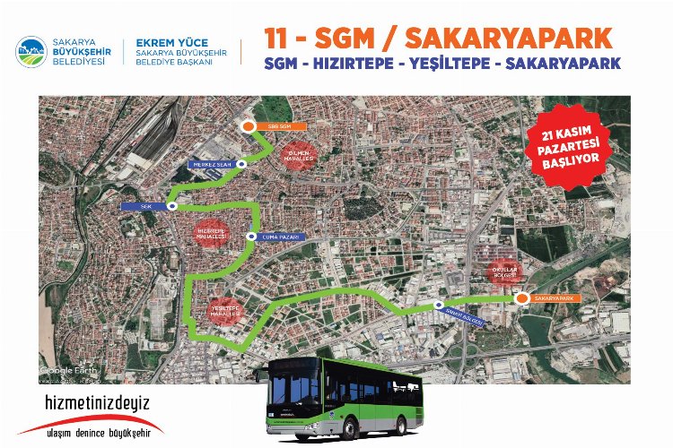Sakarya'da SGM ile Etbalık arası otobüs seferlerine yeni hat 1
