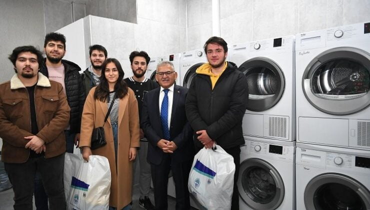 Kayseri Büyükşehir’den öğrencilere çamaşır yıkama kolaylığı