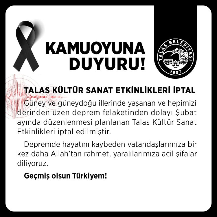 Kayseri Talas'ta etkinlikler iptal 1