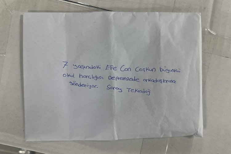 Tekirdağ'dan deprem bölgesine destek... 7 yaşındaki Efe Can'ın zarfı duygulandırdı 1