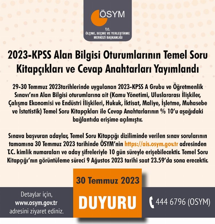 2023-KPSS'nin cevap anahtarları yayımlandı 2