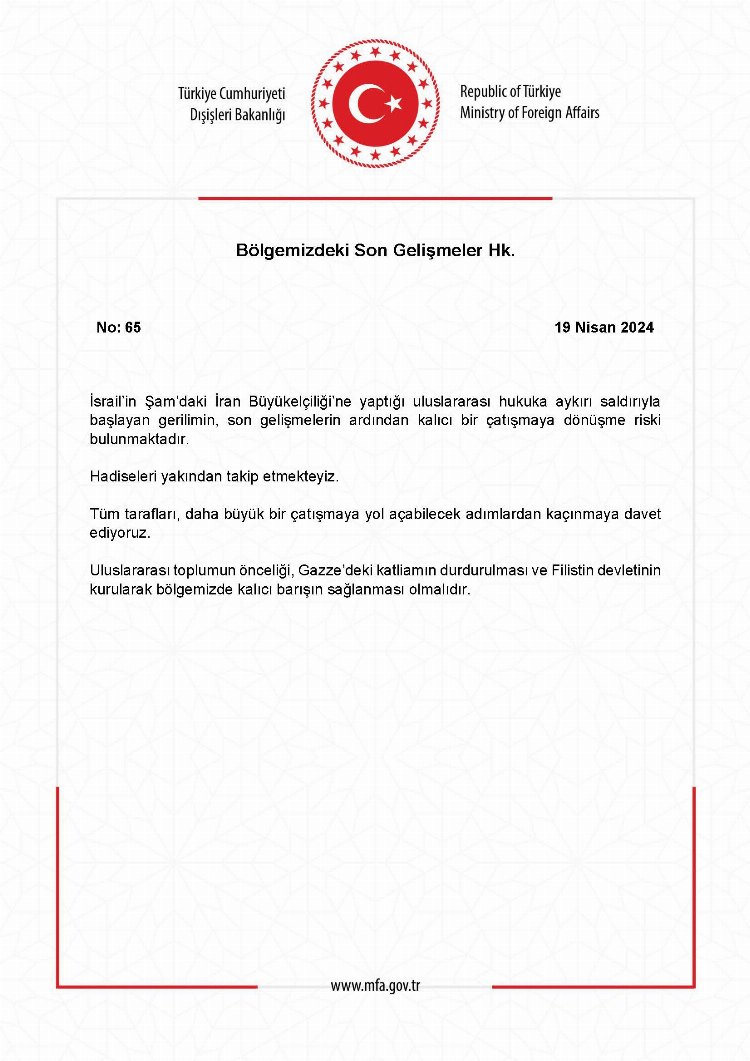 Dışişleri'nden İsrail-İran gerilimi açıklaması 1