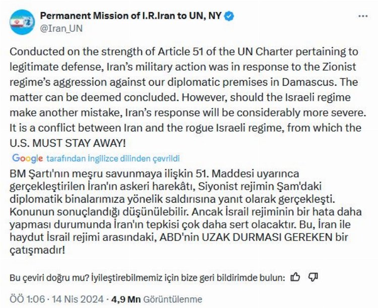 İran, saldırının gerekçesini açıkladı! 1